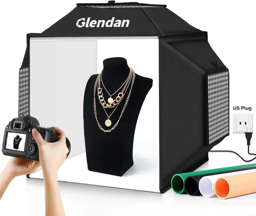 Miniatura 10 de Caja de Luz Portátil Glendan para Fotografía: Caja de Foto Profesional Ajustable de 16"x16" con Luces LED CRI 480 de Alta Calidad - Caja de Luz