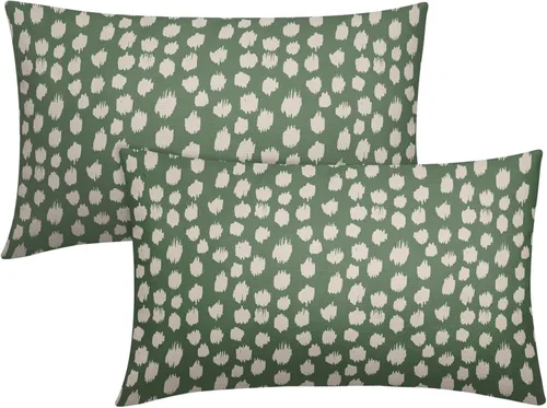 Miniatura 46 de Fundas de almohada marrón y blancas de 18 x 18 pulgadas, juego de 2 almohadas boho grises con lunares, fundas de almohada modernas estampadas