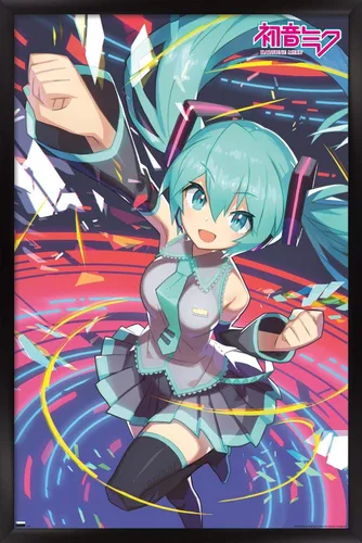 Miniatura 8 de Hatsune Miku - Póster de pared con puño, 22.4 pulgadas de largo x 14.7 pulgadas de ancho, versión enmarcada de madera de granero