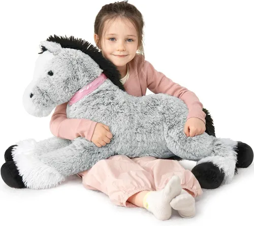 Miniatura 10 de MaoGoLan Peluche de caballo grande para niño, juguete de peluche de caballo grande para niña y niño, poni hinchable para niños, almohada de peluche