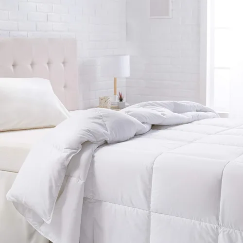 Miniatura 8 de Amazon Basics Edredón alternativo de plumón blanco e relleno de edredón con pestañas en las esquinas, lavable a máquina, tamaño individual