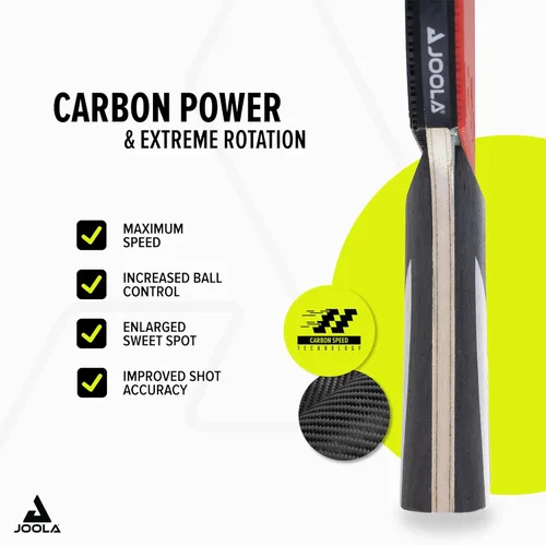 Miniatura 2 de JOOLA Carbon X Pro Performance Raqueta de Ping Pong - Mango de Agarre Ergonómico y Tecnología de Fricción Pro - Aprobada por la ITTF - Raqueta