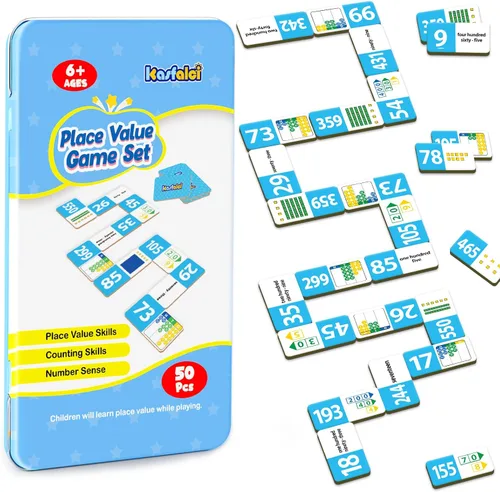 Miniatura 11 de Kasfalci Juego de dominó adicional, juegos de matemáticas para niños, manipuladores de matemáticas, juguetes de conteo, juegos de aprendizaje