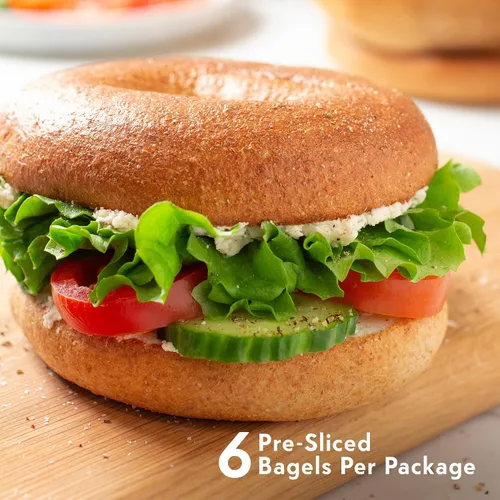 Miniatura 5 de Toufayan - Bagels de trigo integral en rodajas – Vegano, Kosher, 2 paquetes (12 bagels en total), textura suave, ideal para desayuno o sándwiches