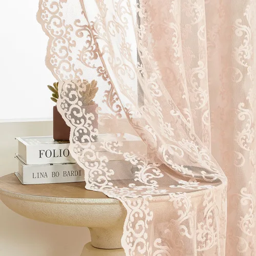 Miniatura 11 de Cortinas de encaje transparentes FOLKSIDE de 72 pulgadas de largo, juego de 2 cortinas florales victorianas de paisley para sala de estar, recámara