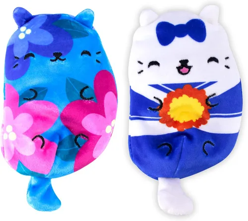 Cats vs Pickles - Posie & Pom-Paws - Paquete de 2 - Lindo juguete coleccionable de peluche de 4 pulgadas - Colecciónalos como relleno de calcetines,