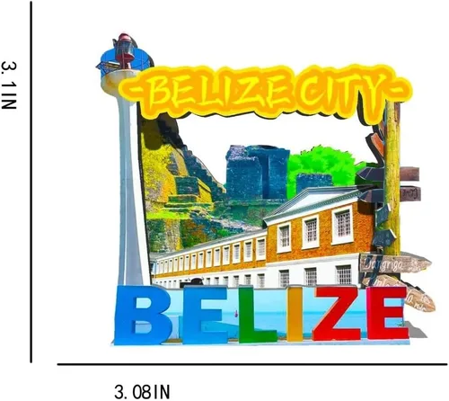 Miniatura 3 de Imán de la ciudad de Belice Belice para nevera de madera 3D, monumentos de viaje, coleccionables, recuerdos, decoración hecha a mano -539