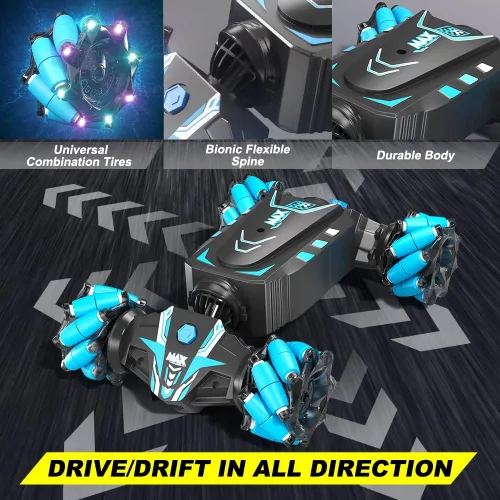 Miniatura 4 de Axirata - Coche de control remoto controlado a mano, coche de acrobacias RC con gestos con spray, luces y música para niños de 6 a 13 años, 4WD