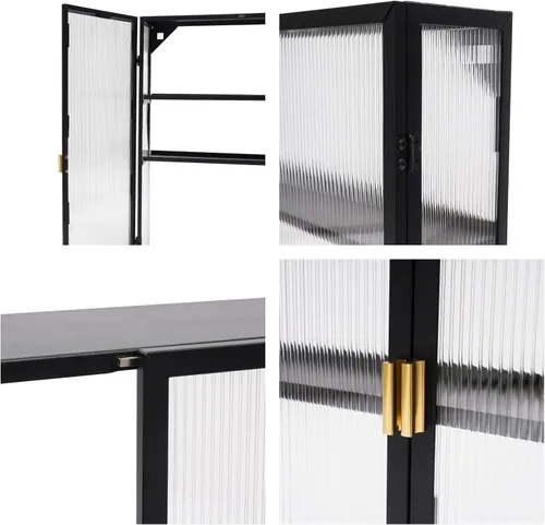 Miniatura 6 de Armario de pared, estilo retro, gabinete de pared de doble puerta de policarbonato con estantes desmontables, organizador de gabinete de pared de 3