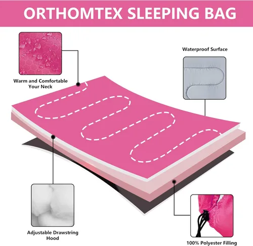 Miniatura 2 de Sacos de Dormir para Adultos, Niños y Niñas - Saco de Dormir Ligero Impermeable para Clima Cálido y Frío con Mochila Compacta, Ideal para 3-4