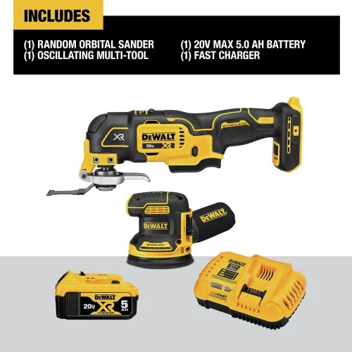 Miniatura 2 de DEWALT 20 V MAX XR - Lijadora y multiherramienta, kit de carpintería, 2 herramientas (DCK202P1)