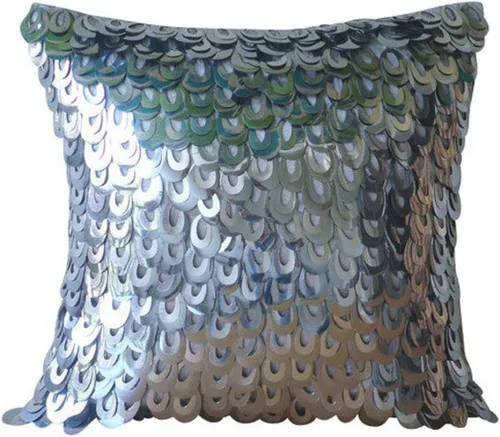 Miniatura 12 de The HomeCentric Funda de almohada personalizada, color plateado de 12 x 12 pulgadas, fundas de almohada de arpillera, enrejado y celosía y almohadas