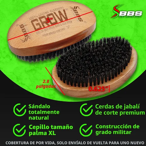 Miniatura 7 de GROW - Cepillo para barba y cepillo de ondas 360 para hombres, cerdas de jabalí naturales para cabello más completo y grueso, barba y bigote