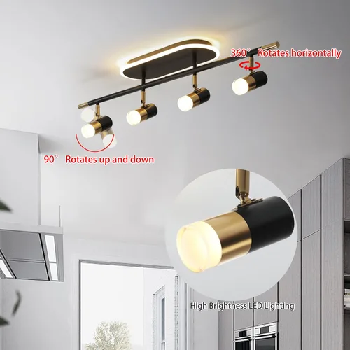 Miniatura 4 de Jaycomey Lámpara LED de 4 luces con control remoto, focos de luz de techo regulables de 41 W, ajustable de 3000 K-6500 K, moderna lámpara de techo