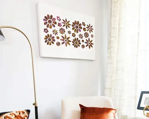 Miniatura 4 de DLY LIFESTYLE Plantilla Boho – Flores pequeñas – 7 x 7 pulgadas – Arte y manualidades – Lienzo, papel, tela, paredes, muebles