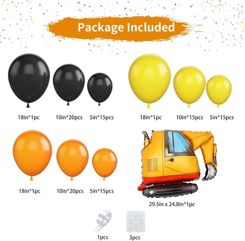 Miniatura 2 de Kit de guirnalda de globos de fiesta de construcción, suministros de fiesta de cumpleaños de construcción, guirnalda de globos naranja, negro