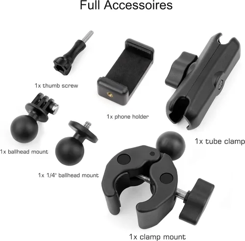 Miniatura 6 de GEPULY Super Clamp Soporte de abrazadera para cámara GoPro Insta360 DJI Accesorios de motocicleta Dual 360 ° Brazo mágico Adaptador de cabezal