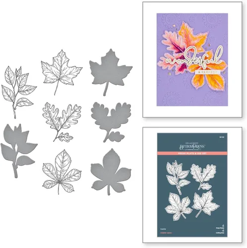 Miniatura 2 de Spellbinders BP-082 - Juego de placas de prensa y troqueles de hojas de otoño de la colección BetterPress Autumn