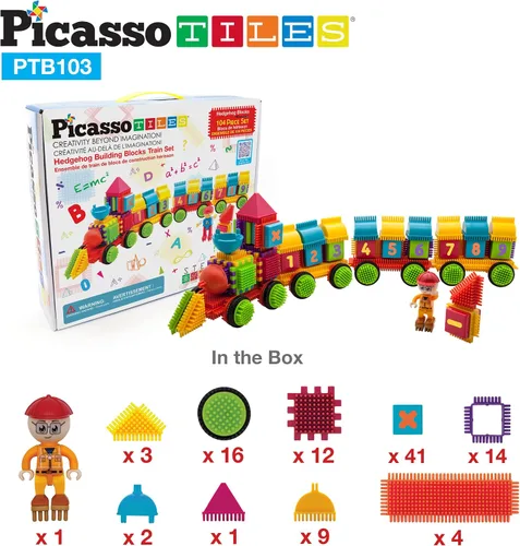 Miniatura 7 de Picasso Toys PTB103 - Bloques con forma de bloque de erizo, juego de azulejos de construcción, juguete de aprendizaje apilable, bloque educativo