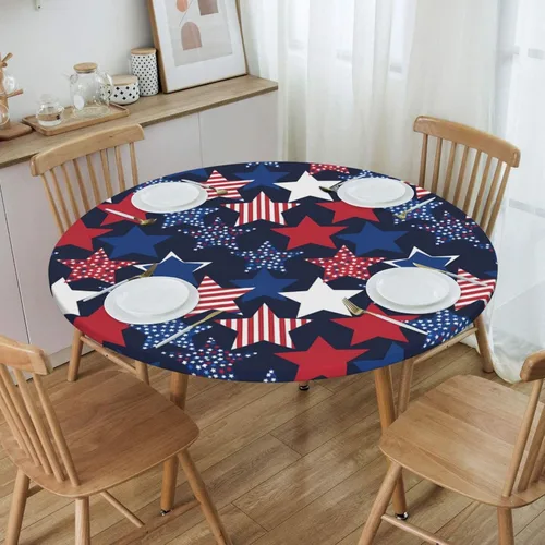 Miniatura 48 de Futterya Decorative Round Tablecloth Fitted Elastic Waterproof Table Cloth Cover Stretch Table Pad Cover for Parties Weddings Banquet Outdoor Events