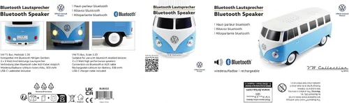 Miniatura 4 de BRISA Colección VW - Caja inalámbrica con altavoz Bluetooth portátil Volkswagen con batería recargable T1 autobús autocaravana