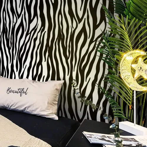 Miniatura 10 de Papel tapiz dorado para despegar y pegar, papel de contacto geométrico beige a rayas, 137" x 15.7" pulgadas, autoadhesivo, extraíble