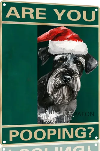 Miniatura 9 de Letrero de metal con texto en inglés "Beagle" Are You Pooping de 12 x 8 pulgadas, letrero de Navidad vintage, con sombrero de Papá Noel, divertido