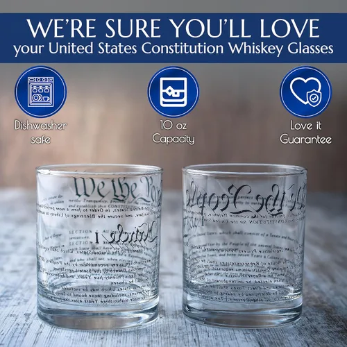 Miniatura 6 de Greenline Goods Vasos de whisky – Constitución de Estados Unidos We The People (juego de 2) vasos de 10 onzas – Juego de regalo patriótico