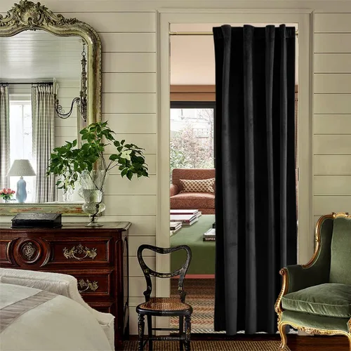 Miniatura 8 de XTMYI Paneles de Cortinas de Puerta Opacas de Terciopelo para Dormitorio, Aislamiento Térmico de Invierno Cálido con Pestaña Trasera y Bolsillo