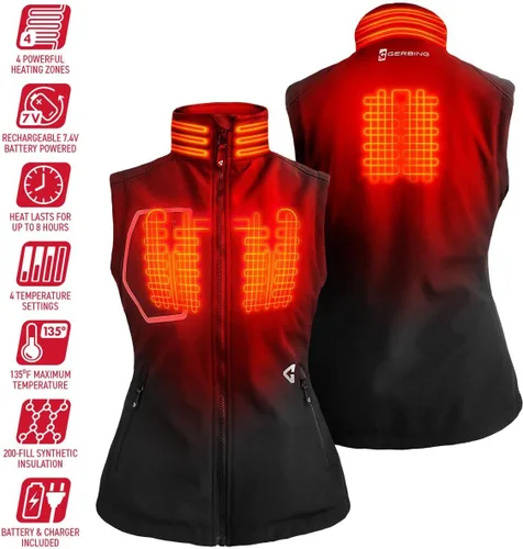 Miniatura 5 de Gerbing 7V Torrid 2.0 Softshell Chaleco para mujer, funciona con pilas, 8 horas de tiempo de funcionamiento