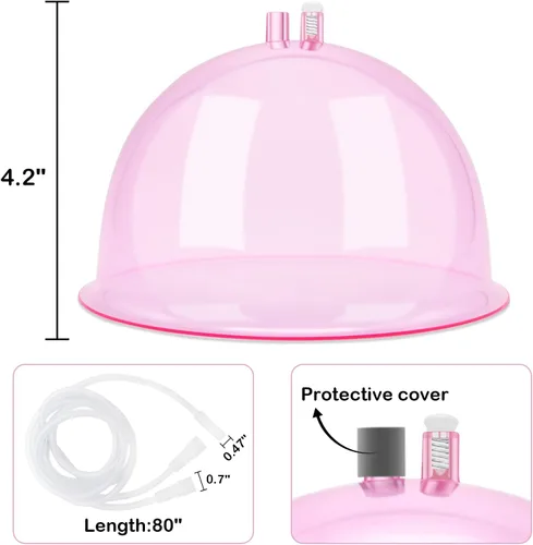 Miniatura 5 de weiwei Copas de terapia de vacío de glúteos en forma de L, ventosas en forma de trasero, 6.1 fl oz, accesorios para máquina de ventosas al vacío