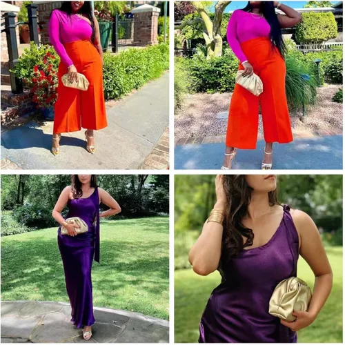 Miniatura 4 de expouch Bolso de noche con diseño fruncido para mujer, con cadena dorada, bolso de hombro