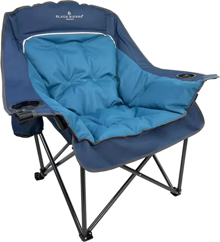 Miniatura 10 de Black Sierra Silla de campamento de gran tamaño para adultos, asiento al aire libre resistente con acolchado de felpa, soporta 400 libras, Marrón