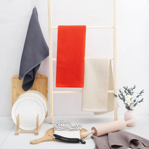 Miniatura 121 de Homaxy Trapos de cocina de 100% algodón, tejido de punto gofre, ultrasuaves, absorbentes y de secado rápido, 12 x 12 pulgadas, paquete de 6, blanco