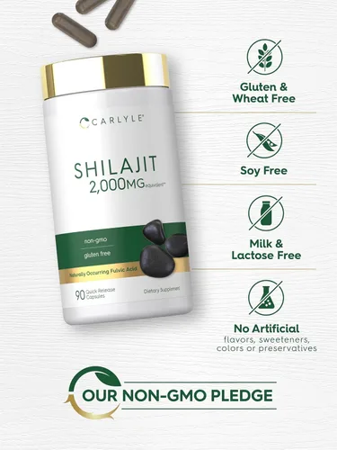 Miniatura 5 de Carlyle - Cápsulas de Shilajit 2000mg 90 unidades Suplemento sin OMG y sin gluten