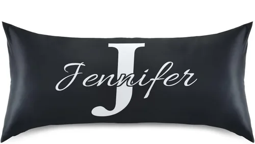 Miniatura 3 de Fundas de almohada negras personalizadas de seda con cierre de sobre, funda de almohada de satén tamaño estándar para personas que duermen
