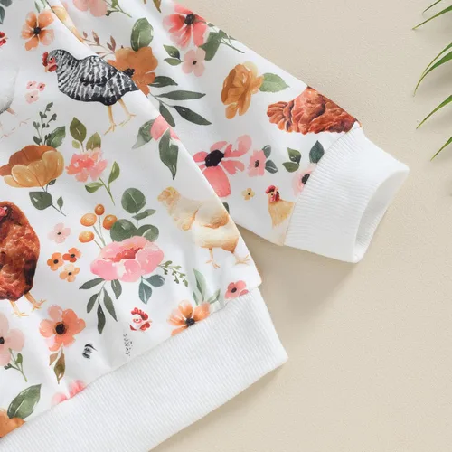 Miniatura 5 de Kaipiclos Ropa de otoño e invierno para bebé niña, sudadera con estampado floral, camisa de manga larga, pantalones, ropa