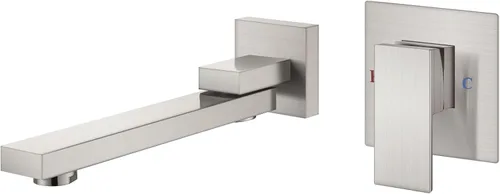 Aolemi Grifo de baño de montaje en pared, grifo de bañera de una sola manija con boquilla giratoria, válvula áspera de latón incluida, níquel Níquel