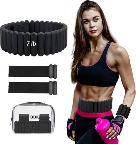 Miniatura 10 de Cinturón con peso ajustable de silicona para mujeres y hombres – Cinturón con peso para caminar y hacer ejercicio con pesas extraíbles – Gimnasio