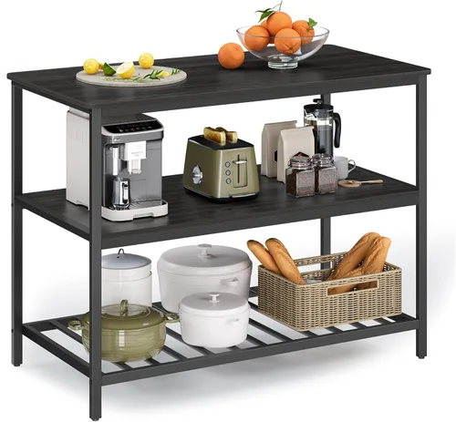 Miniatura 9 de VASAGLE UKKI005B01 - Isla de cocina con 3 estantes, estante de cocina de 39.4 pulgadas de ancho con gran encimera, estructura de acero estable