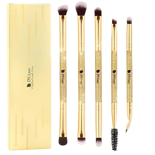 Miniatura 10 de DUcare Brochas de maquillaje Duo End Foundation Powder Buffer y Contour Brush Herramientas cosméticas sintéticas 2 piezas Juego de 2 brochas