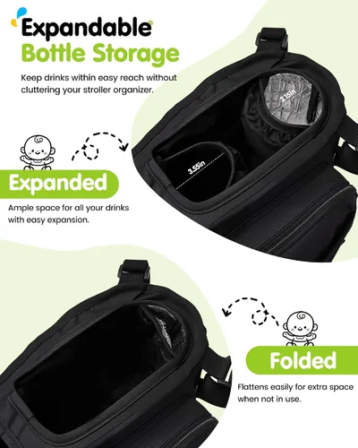 Miniatura 3 de Organizador de cochecito doble con 11 compartimentos para Bob Duallie, Baby Jogger City Mini GT2, organizador doble para cochecito, Jeep, accesorios