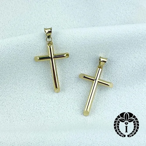 Miniatura 5 de Ioka Colgante de cruz clásico de oro real de 14 quilates para collar o cadena, Metal, No es una piedra preciosa