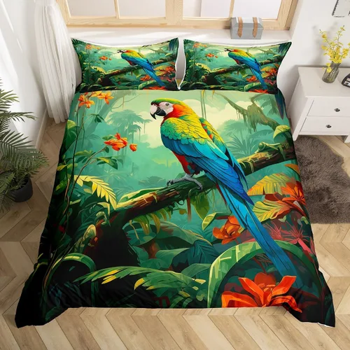 Miniatura 30 de Erosebridal Juego de funda de edredón de animales del bosque, tamaño individual, oso marrón, para niños y niñas, para dormitorio, funda de edredón