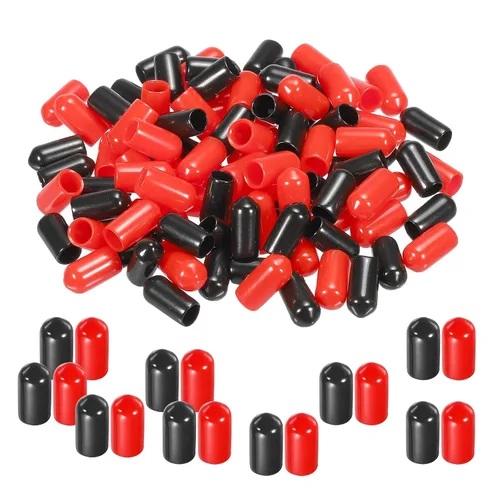Miniatura 32 de MECCANIXITY 50 unids tapas de goma Surtido de 0.079 in PVC vinilo tornillo rosca protector para tornillo tornillo negro rojo