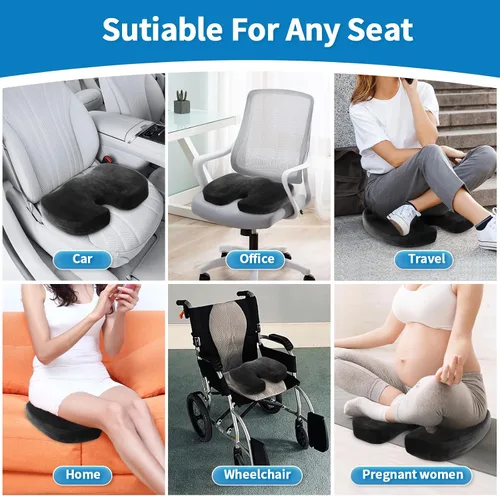 Miniatura 5 de Cojín de asiento de automóvil, cojín de espuma viscoelástica antideslizante para sillas de ruedas, automóviles, escritorio, juegos y sillas