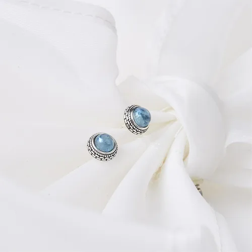 Miniatura 46 de Aretes de plata de ley con piedra natal de cristal real, joyería para mujer, moda occidental 925, envejecida, bohemia, hecha a mano, el mejor regalo