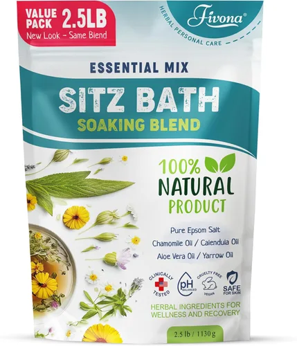 Tratamiento de hemorroides 40 onzas, sales de baño Fivona Sitz, mezcla de remojo posparto sal de Epsom con todos los aceites naturales para cuidado