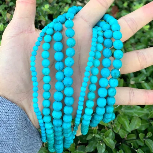 Miniatura 3 de Adabele 95 cuentas redondas sueltas de color turquesa azul estabilizado natural de 0.157 in (0.16 pulgadas) para hacer joyas y manualidades GR-A4