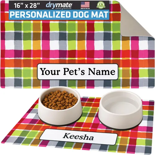 Miniatura 51 de Drymate Mantel individual personalizado para tazón de mascotas, tapete personalizado de alimentación de alimentos para perros y gatos, tela Lino